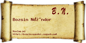 Bozsin Nándor névjegykártya